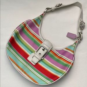 Multicolor Striped Coach Purse